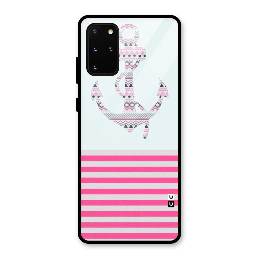 Anchor Design Stripes Glass Back Case for Galaxy S20 Plus