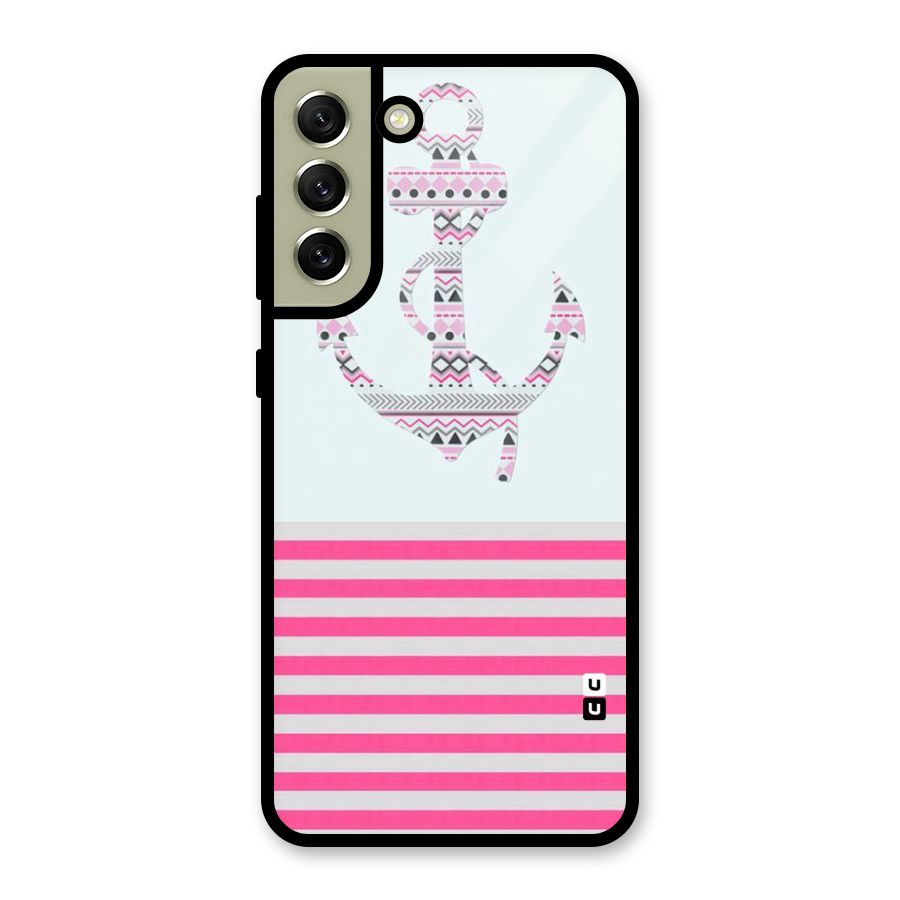 Anchor Design Stripes Glass Back Case for Galaxy S21 FE 5G