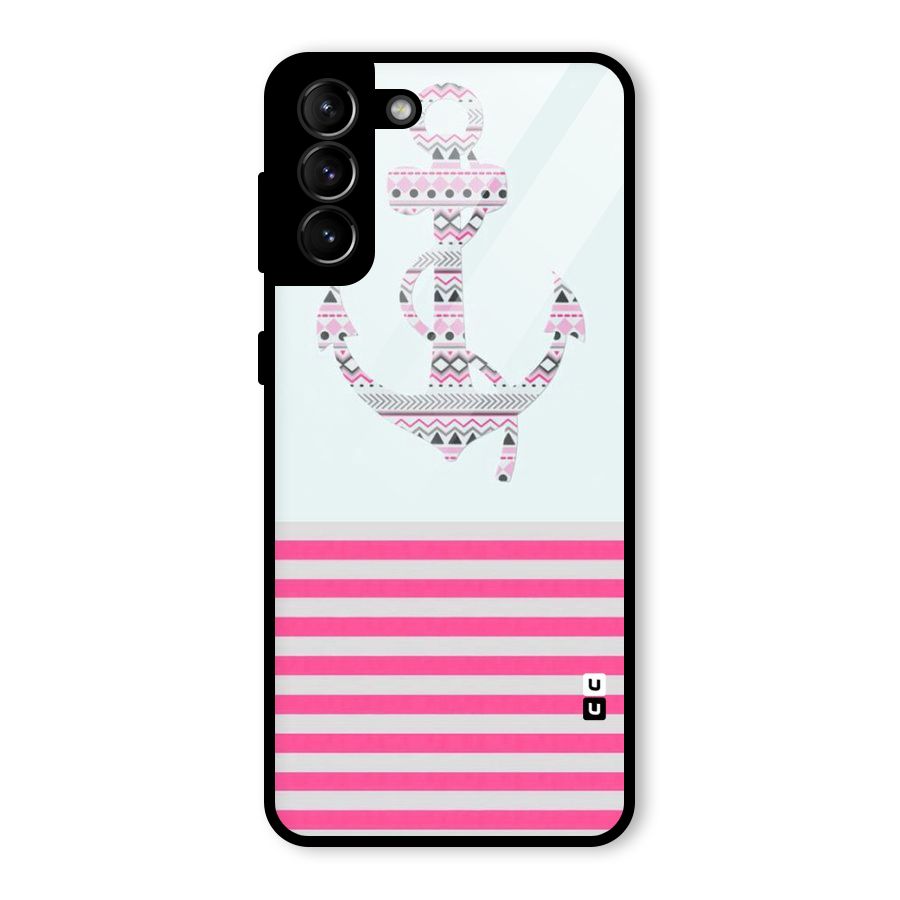 Anchor Design Stripes Glass Back Case for Galaxy S21 Plus