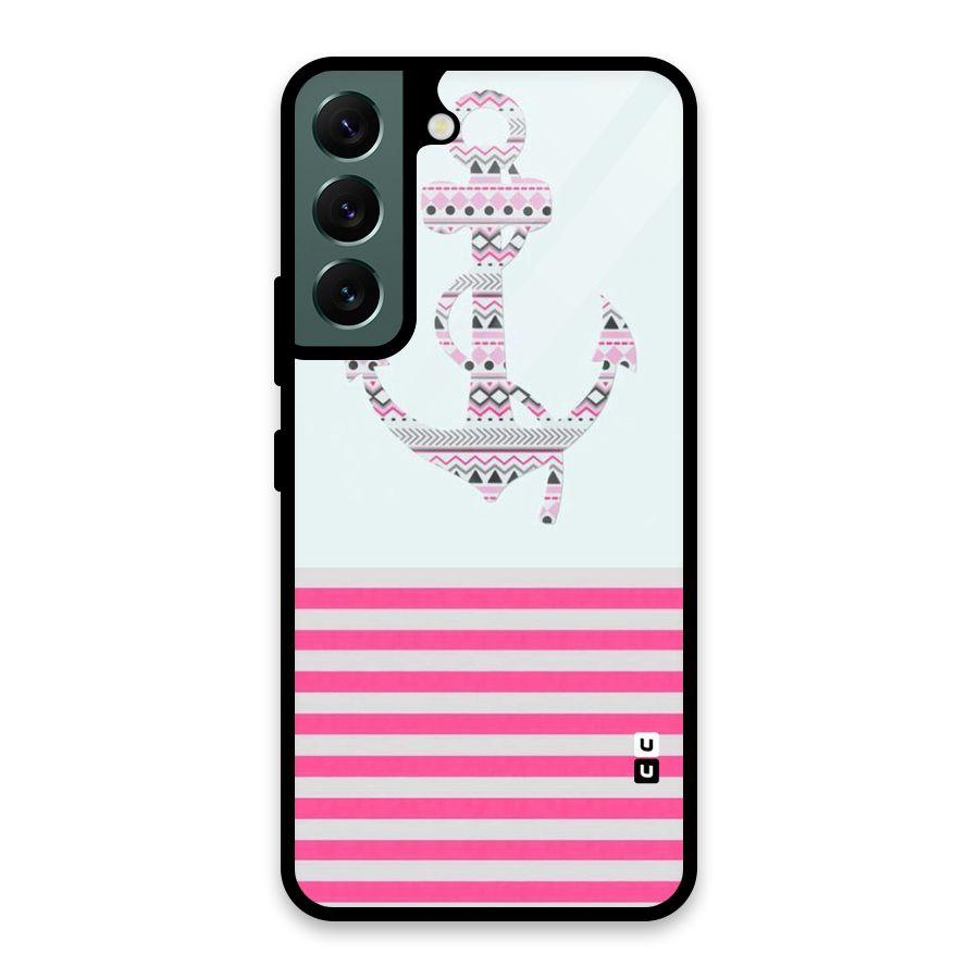 Anchor Design Stripes Glass Back Case for Galaxy S22 5G
