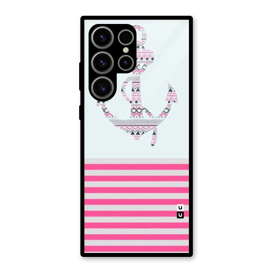 Anchor Design Stripes Glass Back Case for Galaxy S23 Ultra
