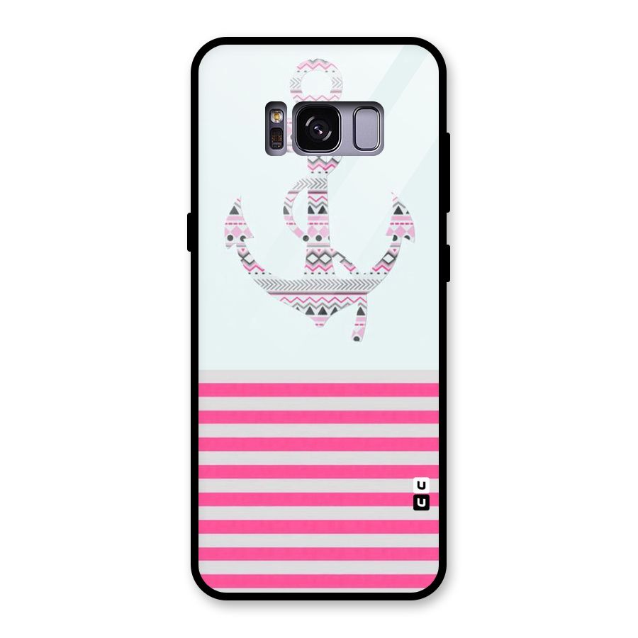 Anchor Design Stripes Glass Back Case for Galaxy S8