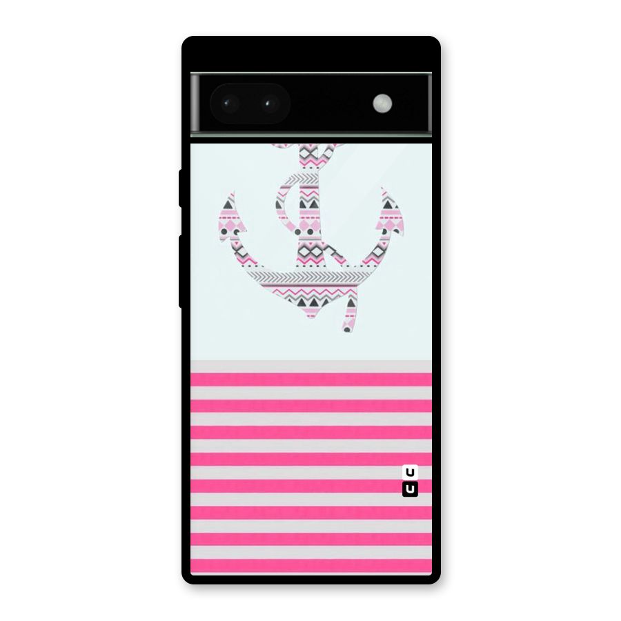 Anchor Design Stripes Glass Back Case for Google Pixel 6a