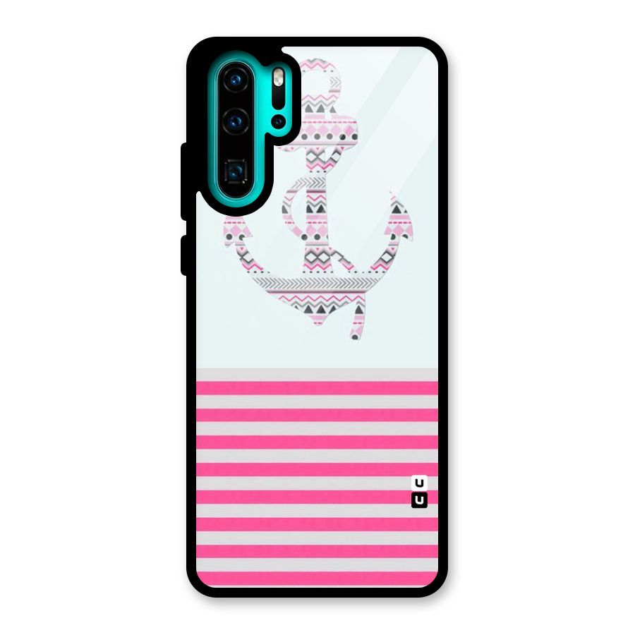 Anchor Design Stripes Glass Back Case for Huawei P30 Pro