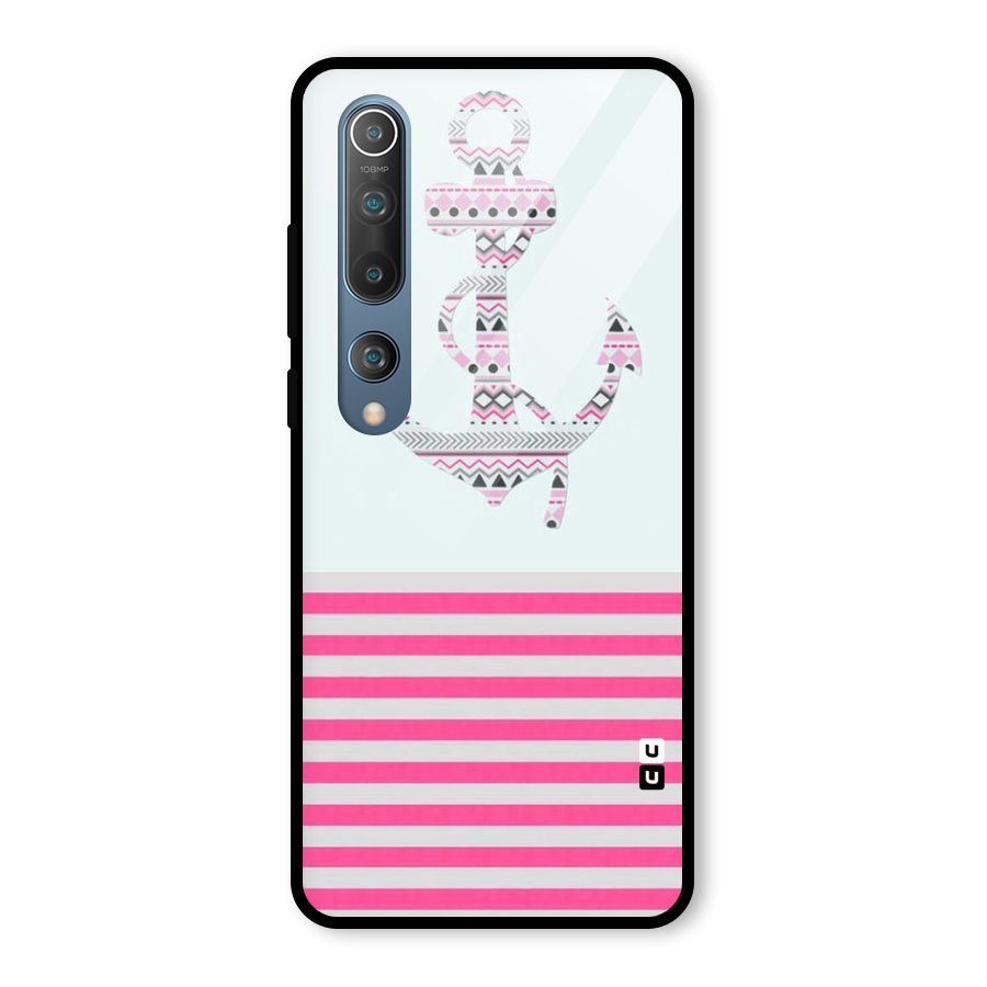 Anchor Design Stripes Glass Back Case for Mi 10