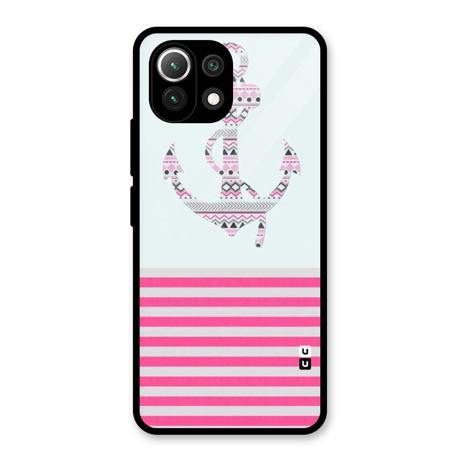 Anchor Design Stripes Glass Back Case for Mi 11 Lite NE 5G
