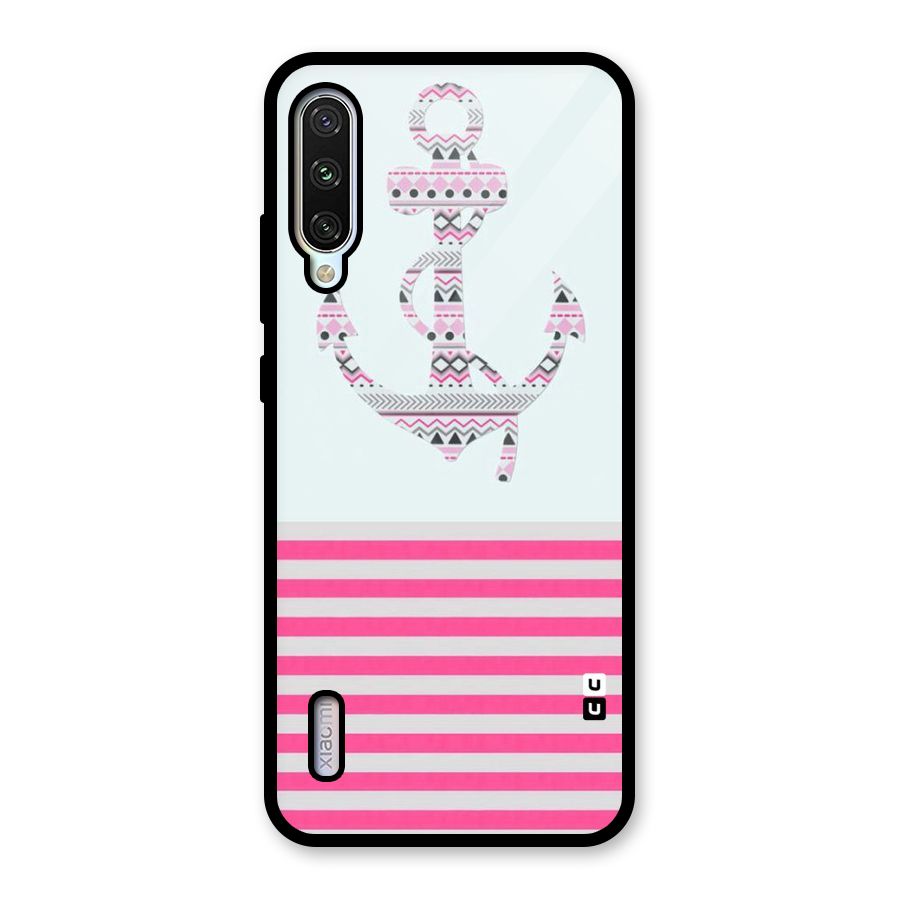 Anchor Design Stripes Glass Back Case for Mi A3