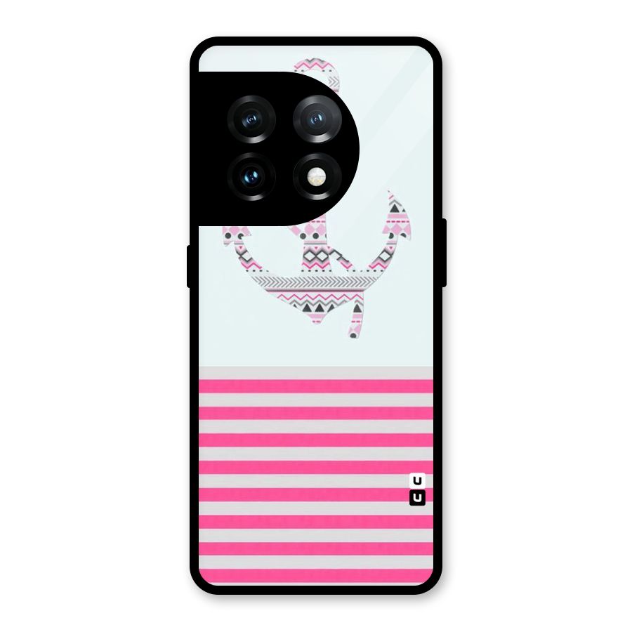 Anchor Design Stripes Glass Back Case for OnePlus 11