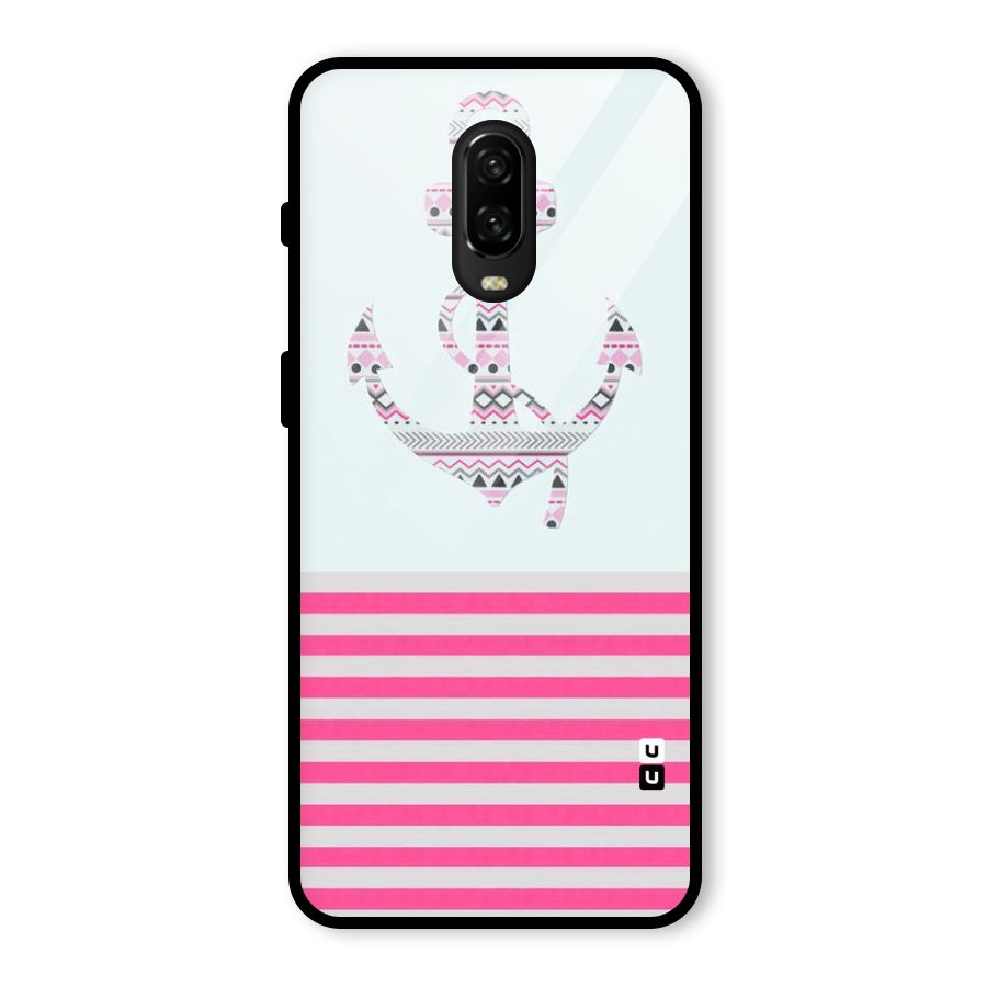 Anchor Design Stripes Glass Back Case for OnePlus 6T