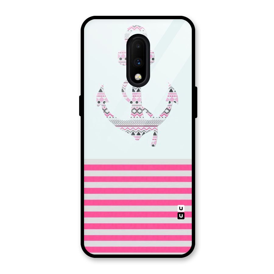 Anchor Design Stripes Glass Back Case for OnePlus 7