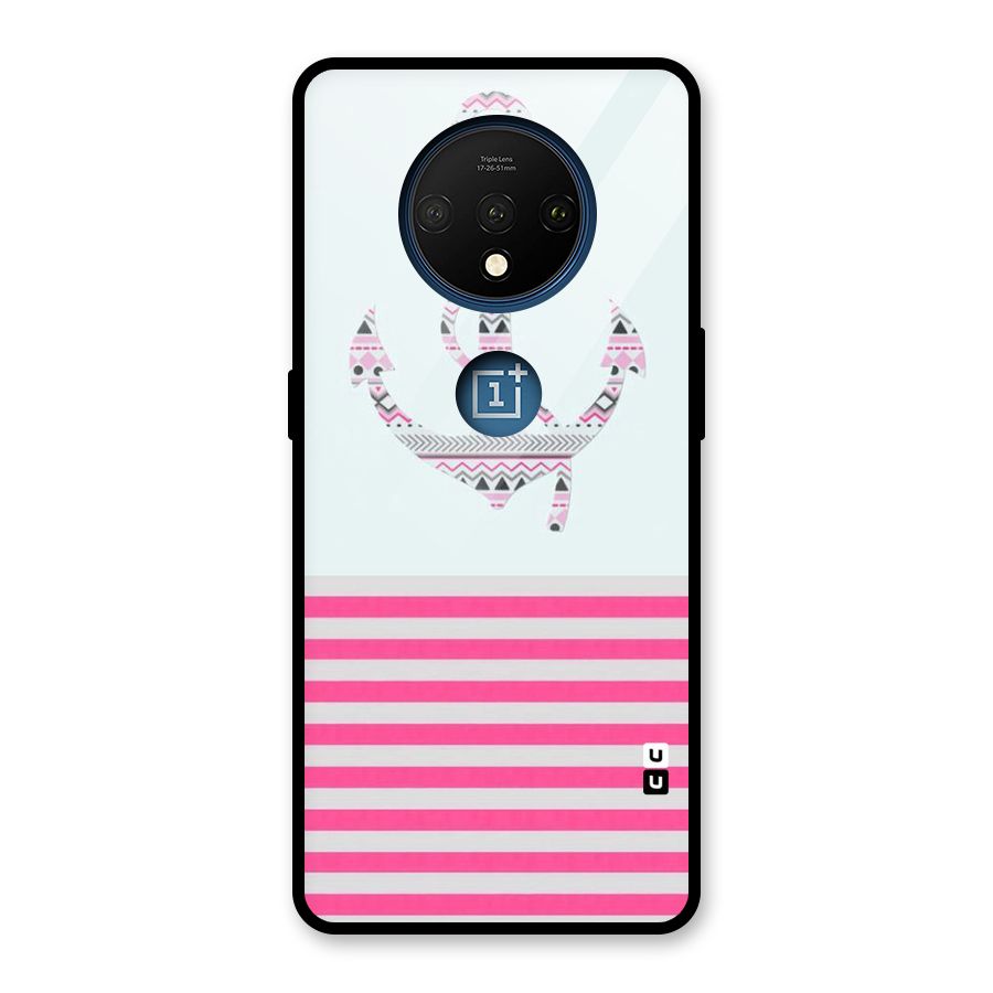 Anchor Design Stripes Glass Back Case for OnePlus 7T