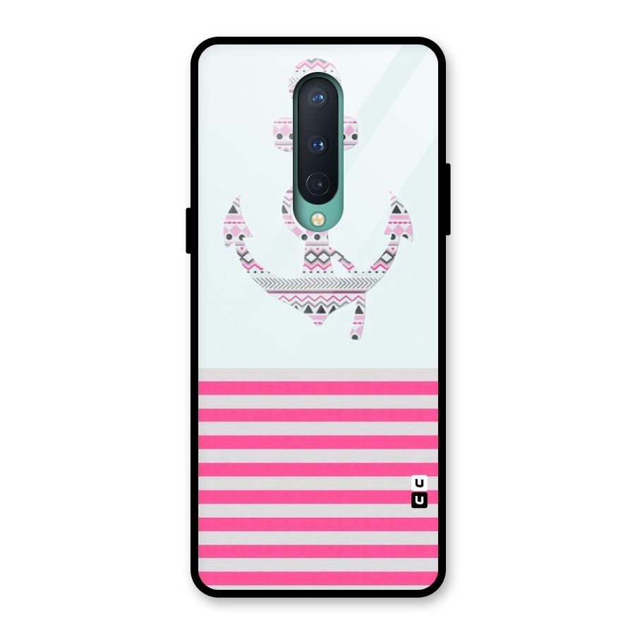 Anchor Design Stripes Glass Back Case for OnePlus 8