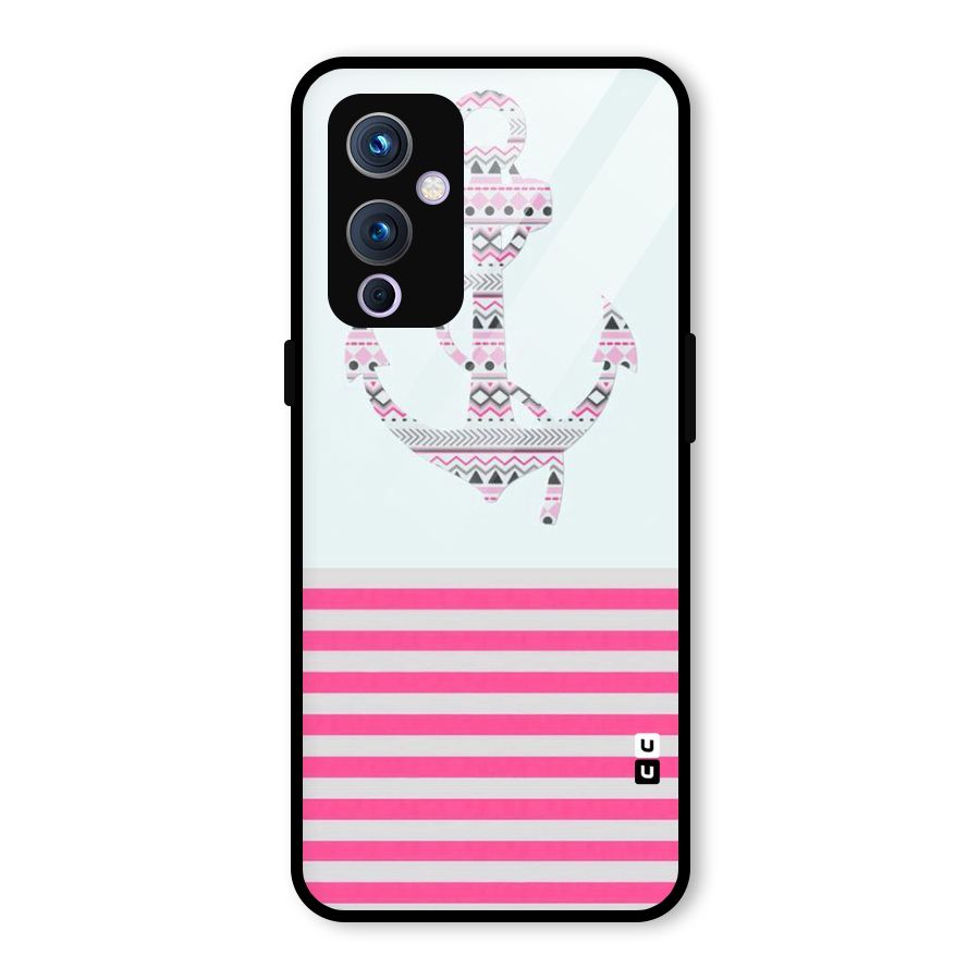 Anchor Design Stripes Glass Back Case for OnePlus 9