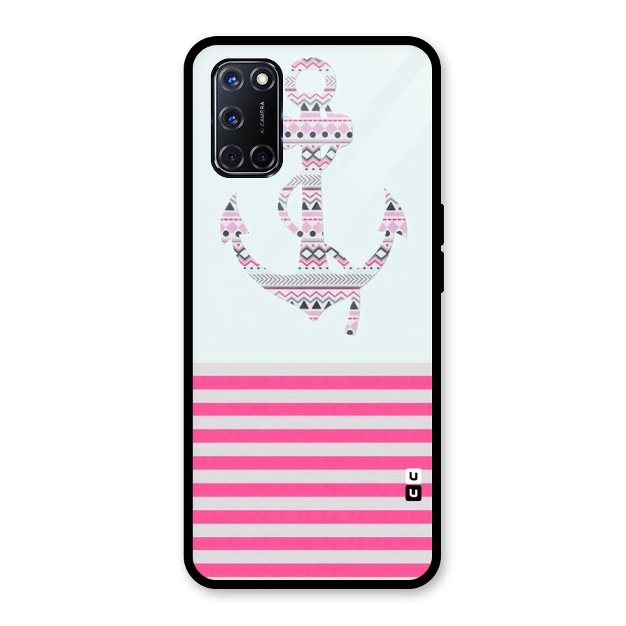 Anchor Design Stripes Glass Back Case for Oppo A52