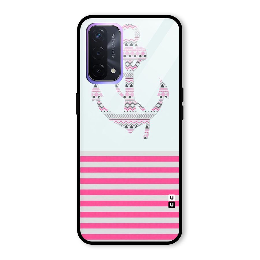 Anchor Design Stripes Glass Back Case for Oppo A74 5G