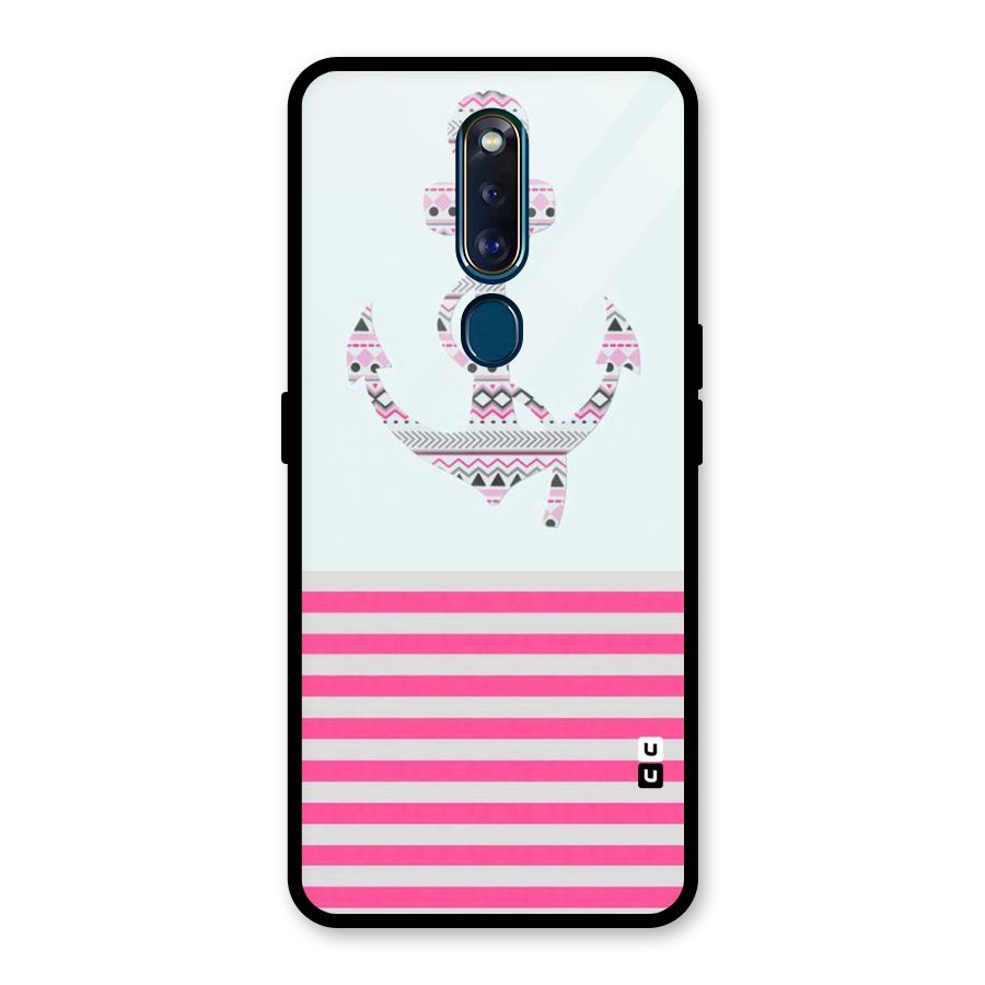 Anchor Design Stripes Glass Back Case for Oppo F11 Pro