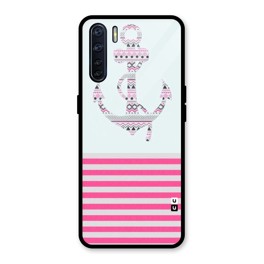 Anchor Design Stripes Glass Back Case for Oppo F15