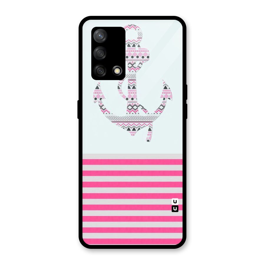 Anchor Design Stripes Glass Back Case for Oppo F19