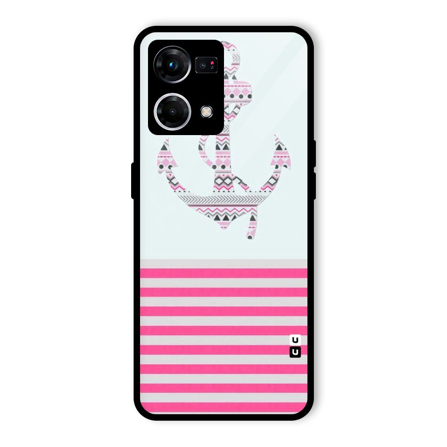 Anchor Design Stripes Glass Back Case for Oppo F21 Pro 4G