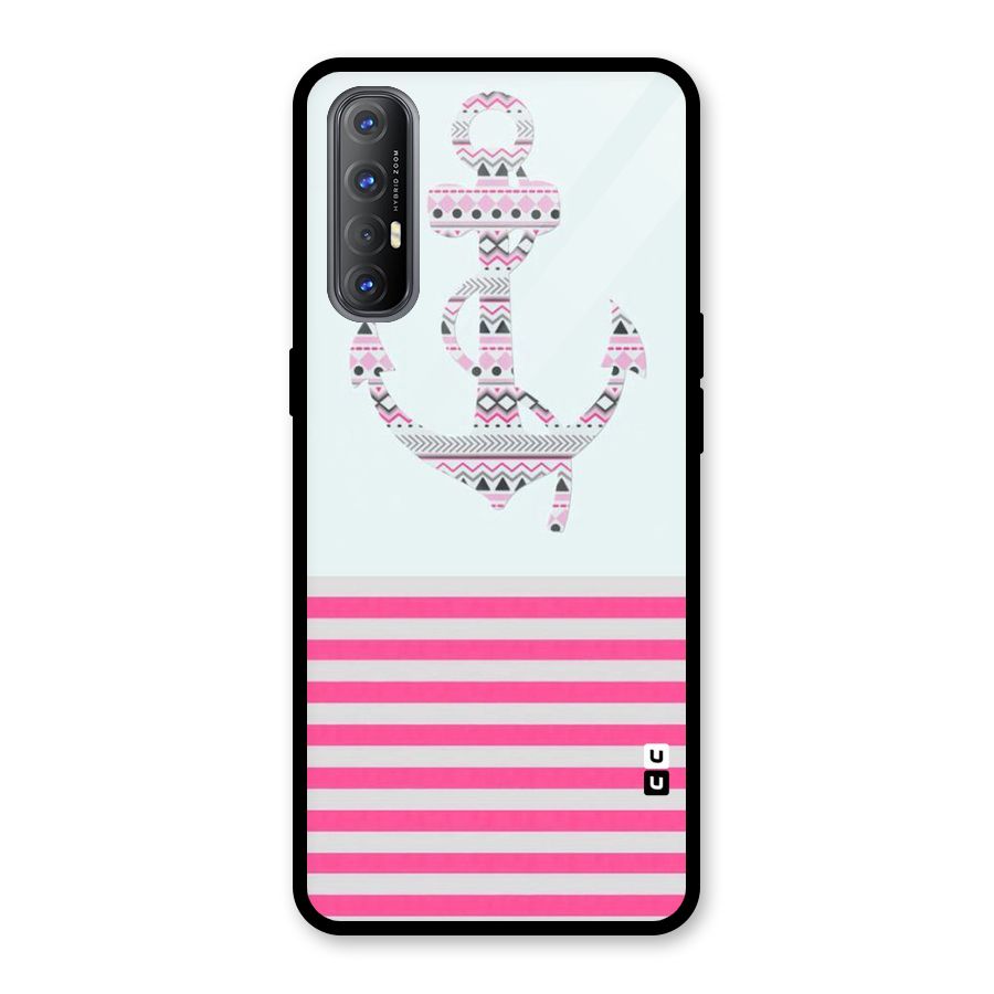 Anchor Design Stripes Glass Back Case for Oppo Reno3 Pro