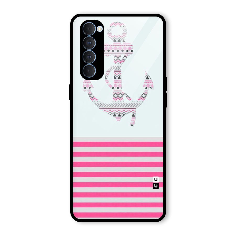 Anchor Design Stripes Glass Back Case for Oppo Reno4 Pro