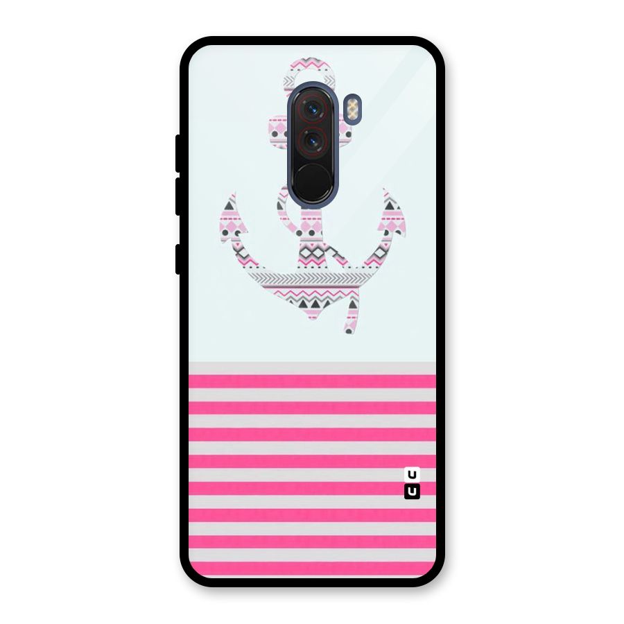 Anchor Design Stripes Glass Back Case for Poco F1