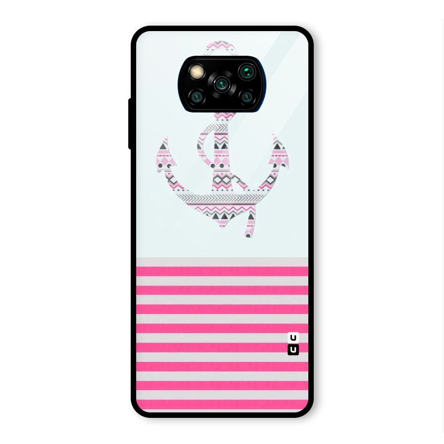 Anchor Design Stripes Glass Back Case for Poco X3 Pro