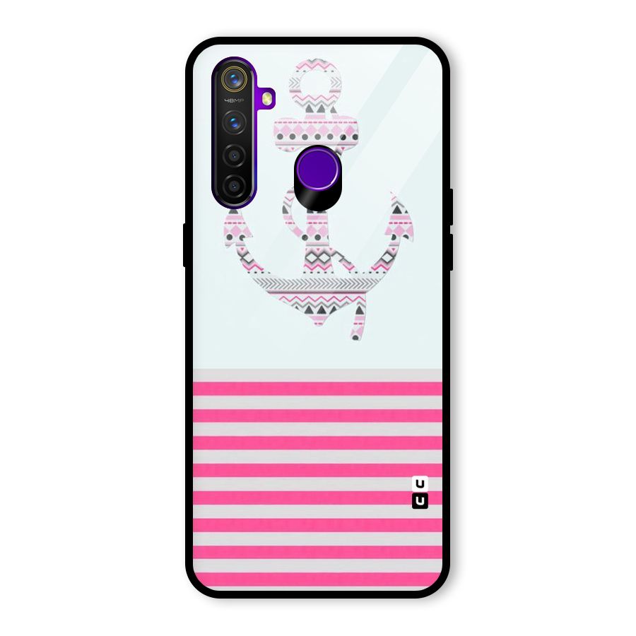 Anchor Design Stripes Glass Back Case for Realme 5 Pro