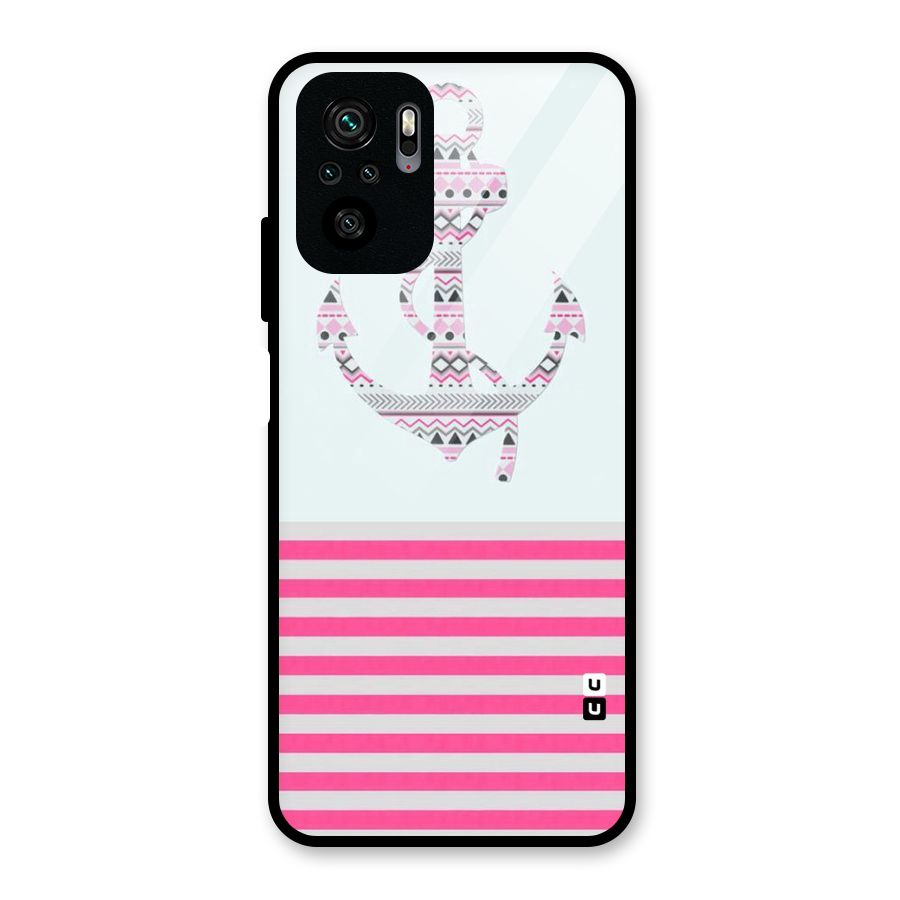 Anchor Design Stripes Glass Back Case for Redmi Note 10S