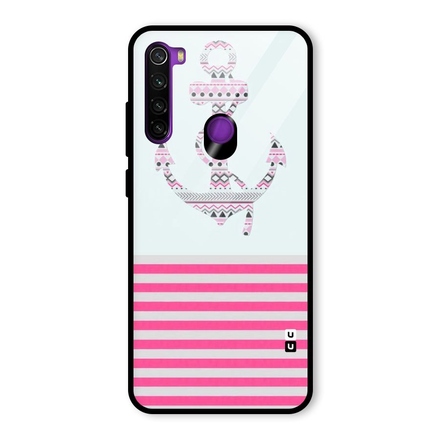 Anchor Design Stripes Glass Back Case for Redmi Note 8