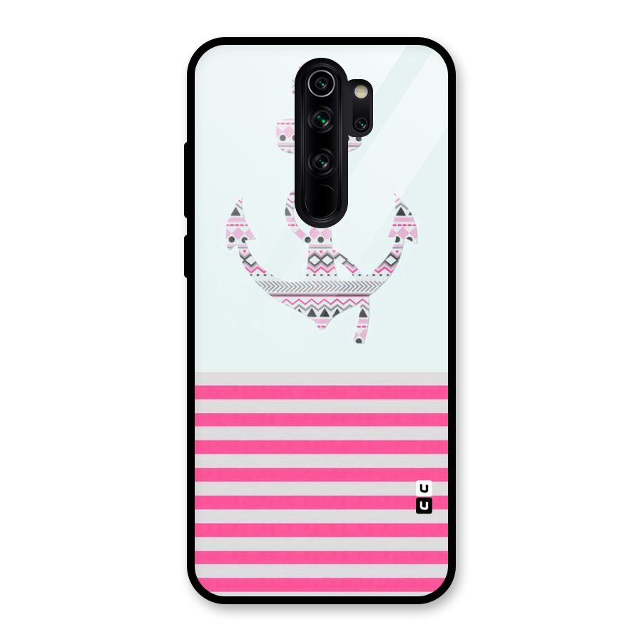 Anchor Design Stripes Glass Back Case for Redmi Note 8 Pro