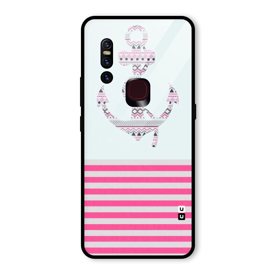 Anchor Design Stripes Glass Back Case for Vivo V15