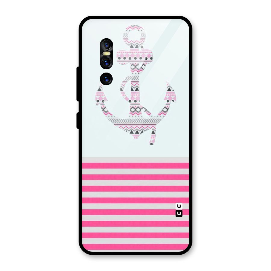 Anchor Design Stripes Glass Back Case for Vivo V15 Pro