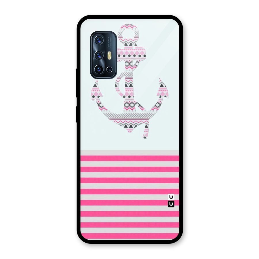 Anchor Design Stripes Glass Back Case for Vivo V17