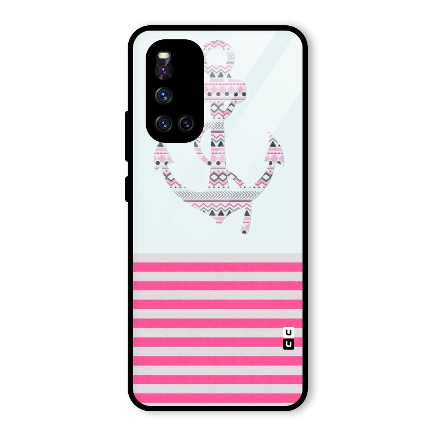 Anchor Design Stripes Glass Back Case for Vivo V19