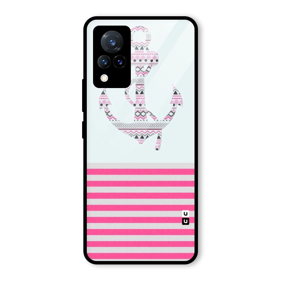 Anchor Design Stripes Glass Back Case for Vivo V21 5G