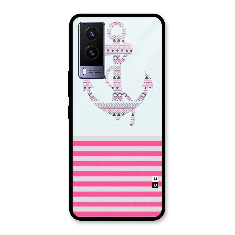 Anchor Design Stripes Glass Back Case for Vivo V21e 5G