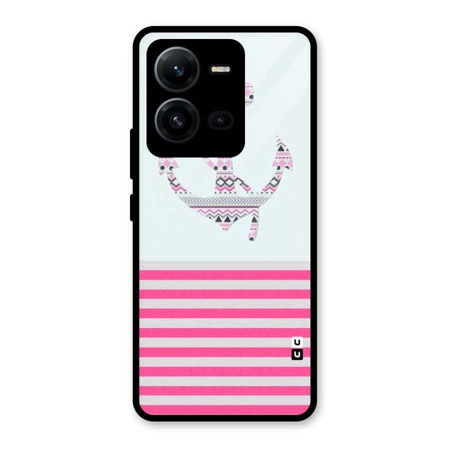 Anchor Design Stripes Glass Back Case for Vivo V25