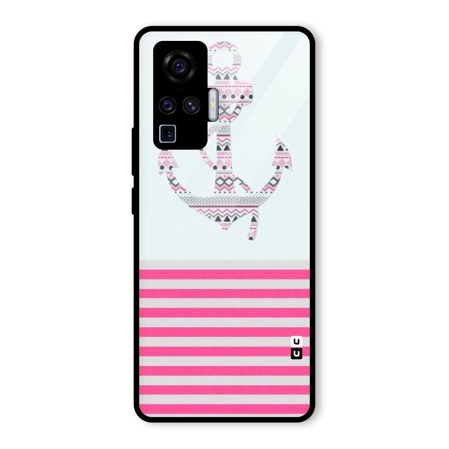 Anchor Design Stripes Glass Back Case for Vivo X50 Pro