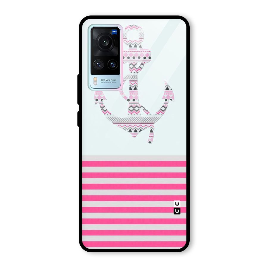 Anchor Design Stripes Glass Back Case for Vivo X60
