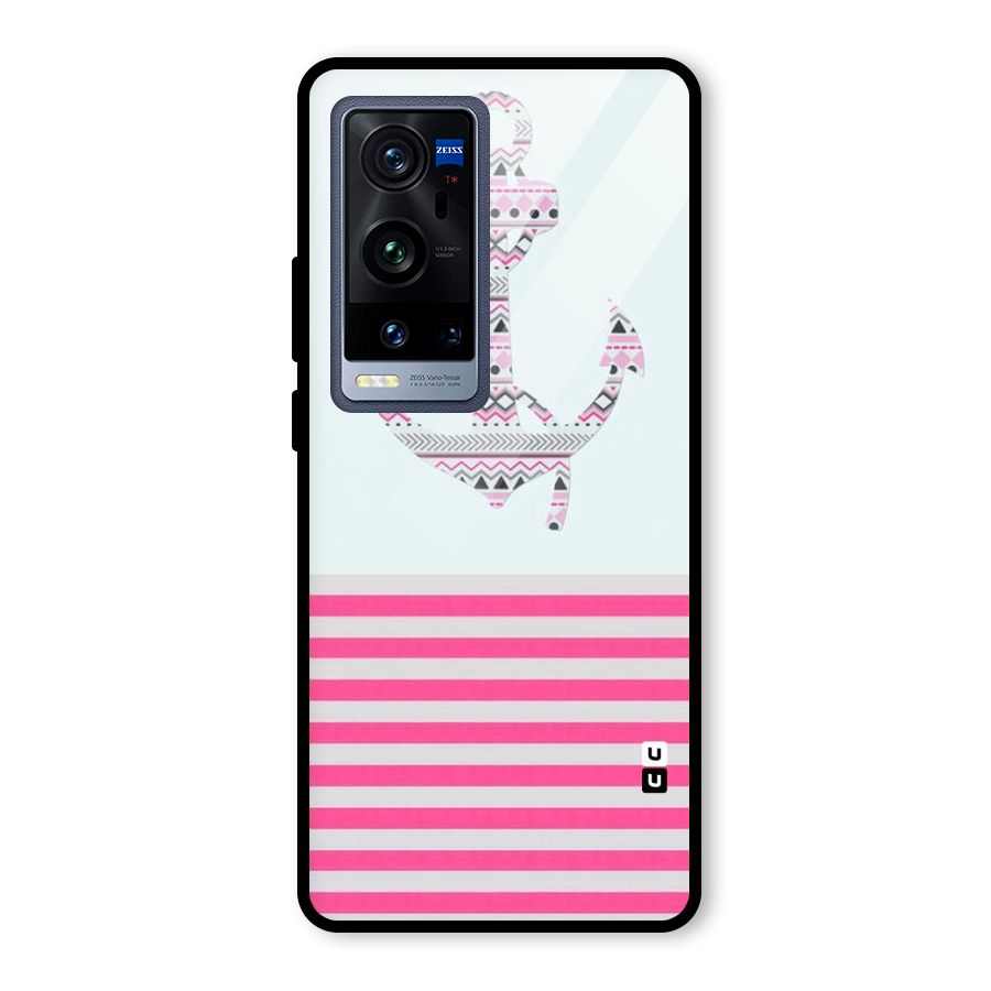 Anchor Design Stripes Glass Back Case for Vivo X60 Pro Plus