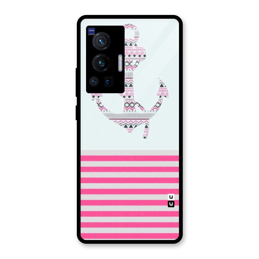 Anchor Design Stripes Glass Back Case for Vivo X70 Pro