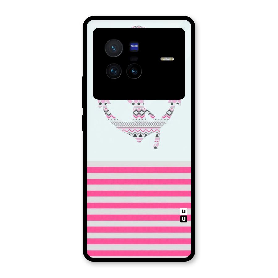 Anchor Design Stripes Glass Back Case for Vivo X80