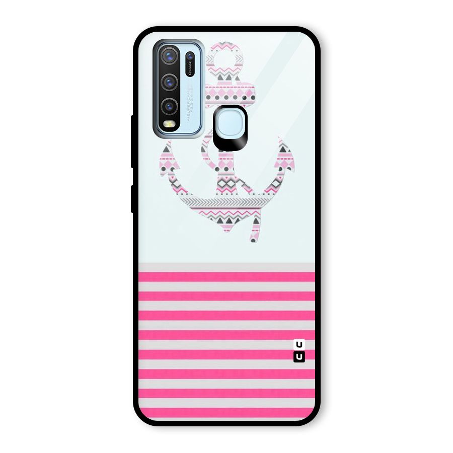 Anchor Design Stripes Glass Back Case for Vivo Y30