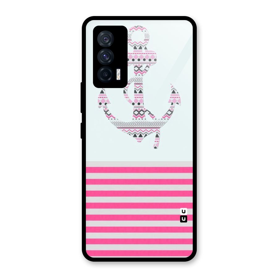 Anchor Design Stripes Glass Back Case for Vivo iQOO 7 5G