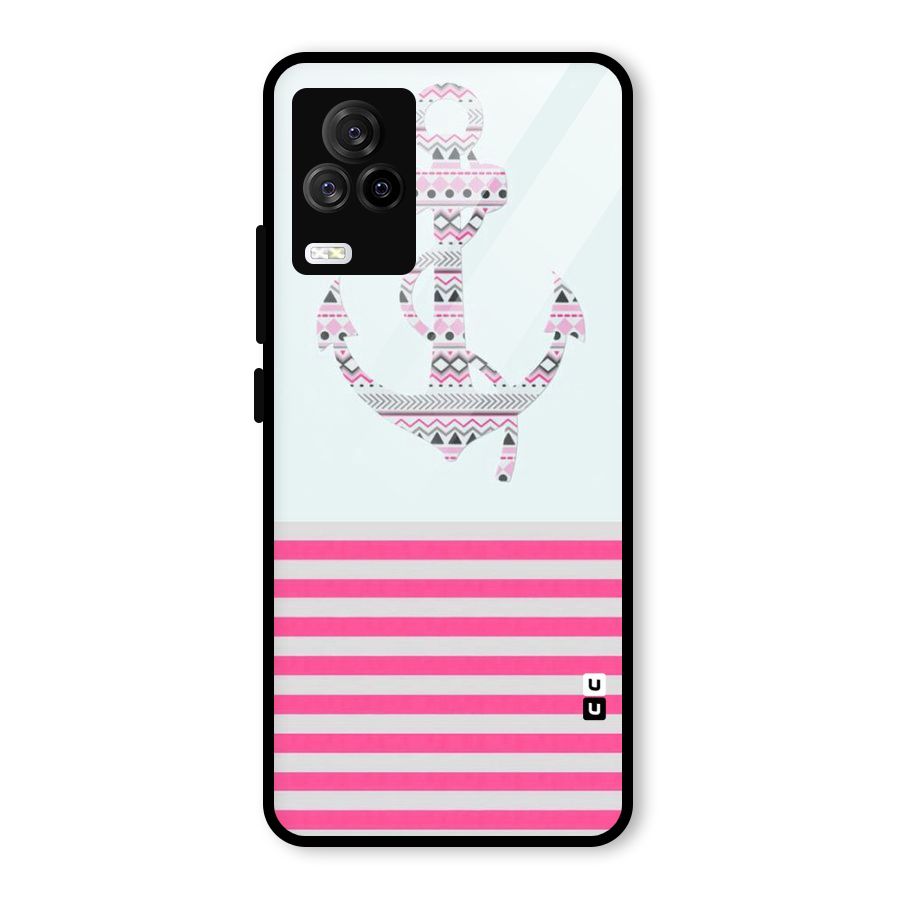 Anchor Design Stripes Glass Back Case for Vivo iQOO 7 Legend 5G