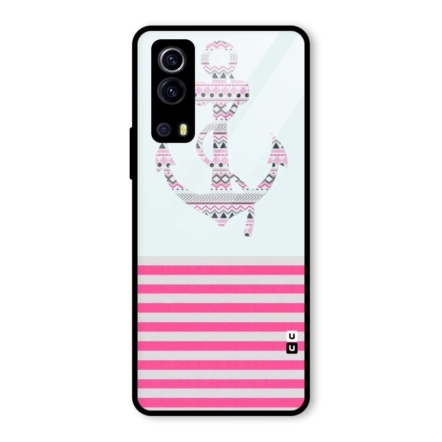 Anchor Design Stripes Glass Back Case for Vivo iQOO Z3