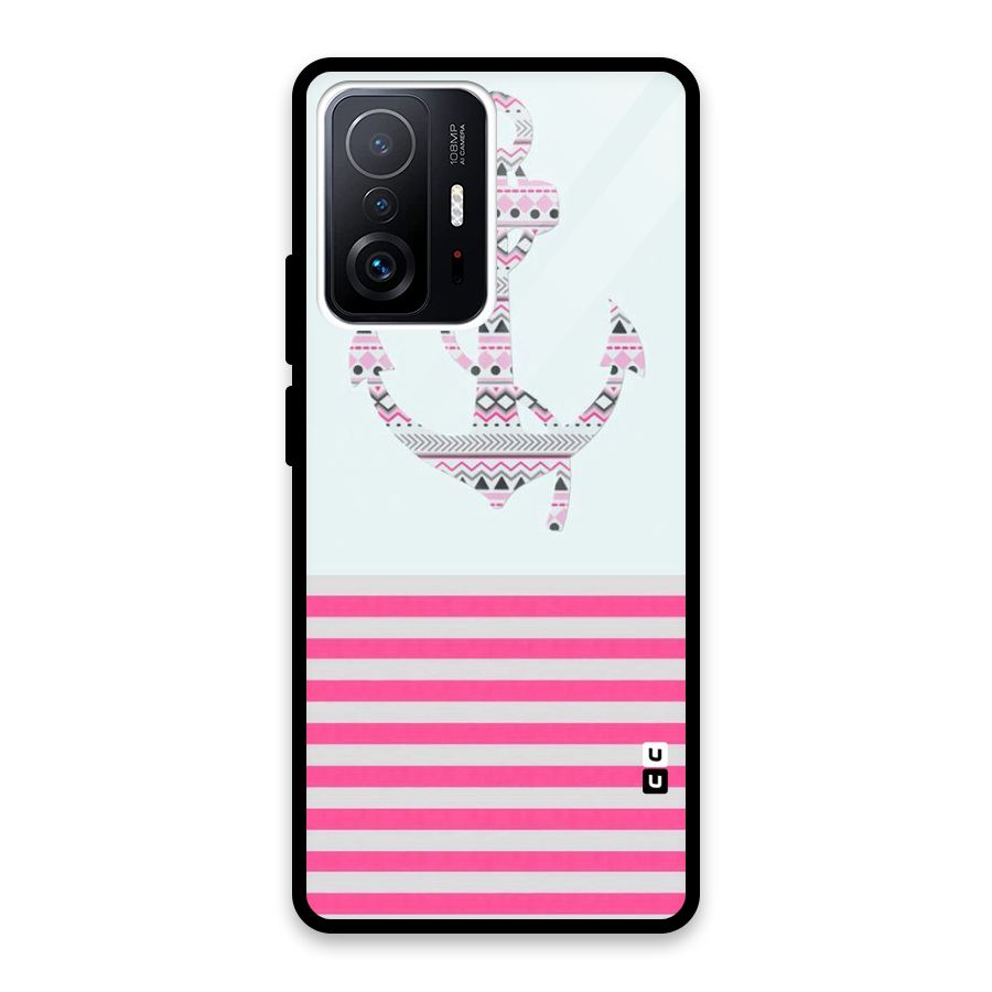 Anchor Design Stripes Glass Back Case for Xiaomi 11T Pro