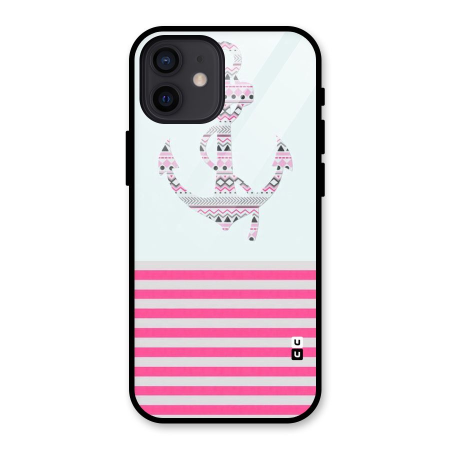 Anchor Design Stripes Glass Back Case for iPhone 12