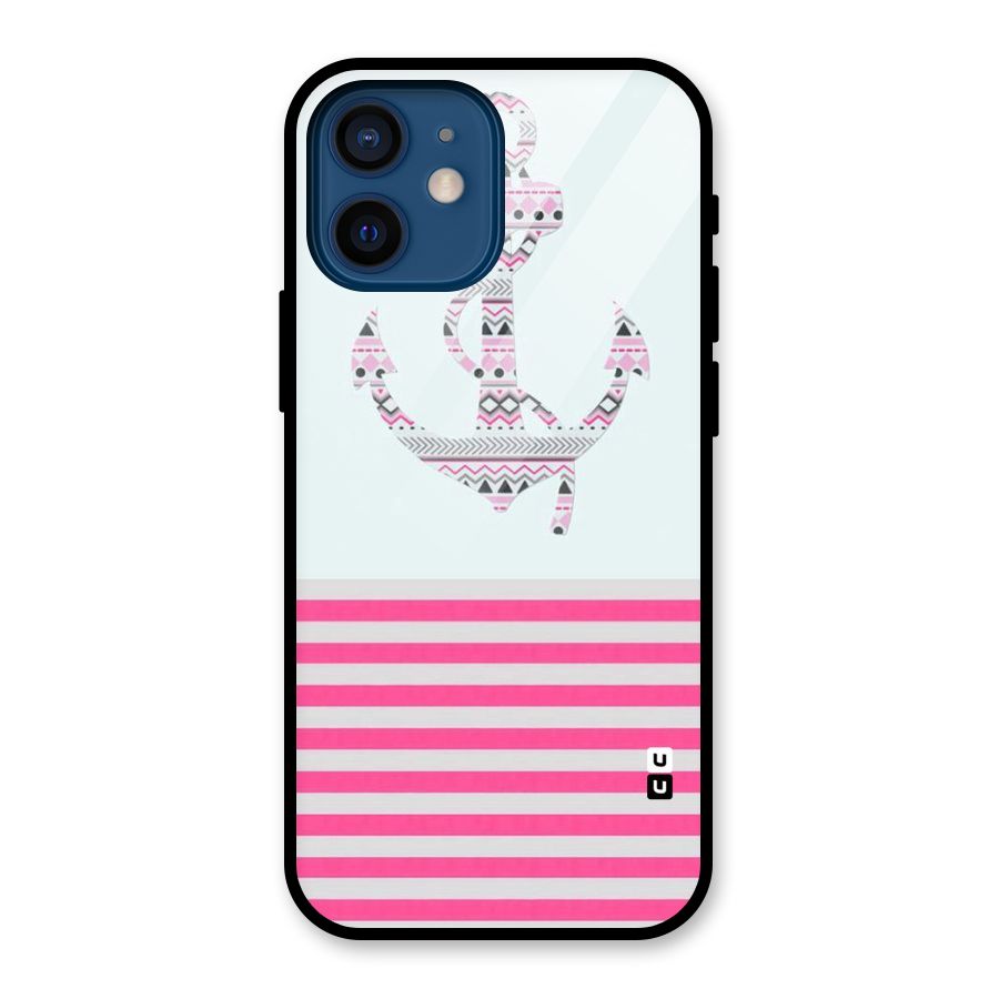 Anchor Design Stripes Glass Back Case for iPhone 12 Mini